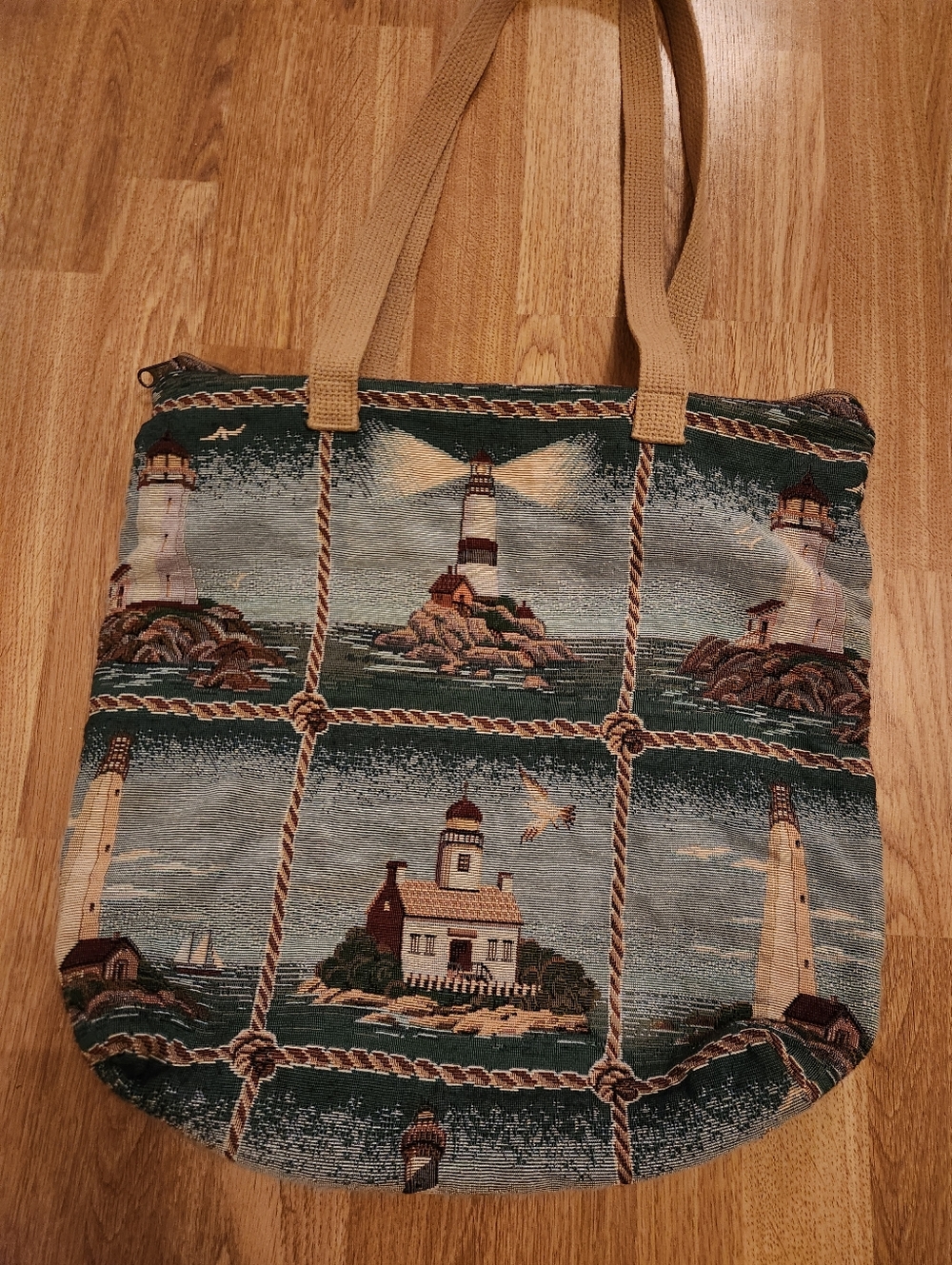 Handcrafted By Janine King Designs Made In Usa Tapestry Lighthouse Tote Bag View 2